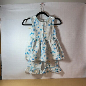 LITTLE ENGLISH Floral 2 Piece Ruffle Sleeveless Outfit Girls Size 6